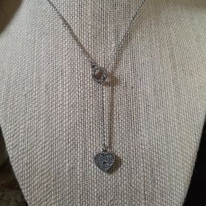 Betsy Johnson lariat rhinestone heart necklace